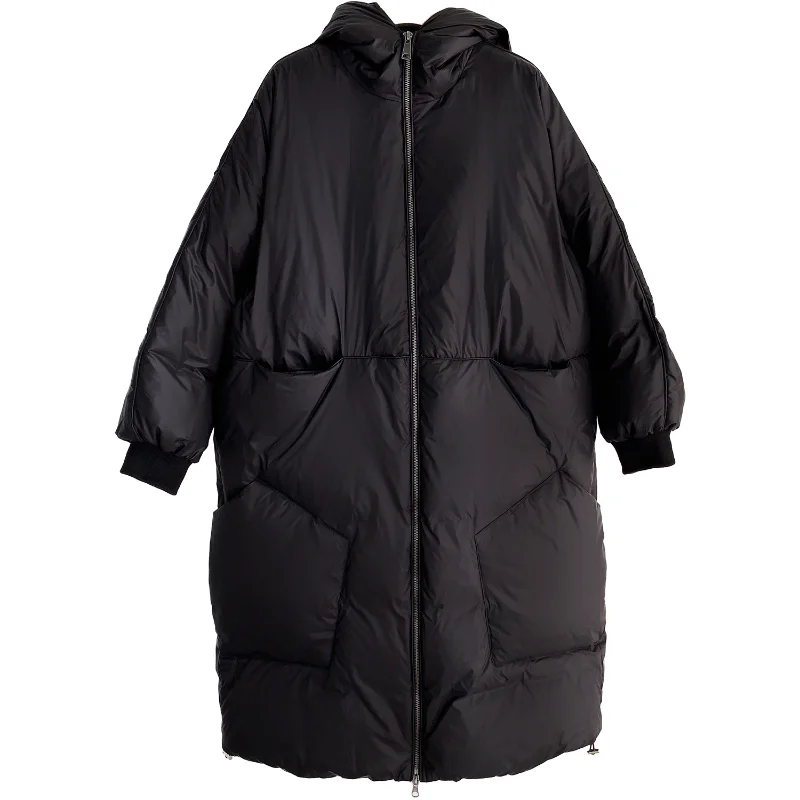 New Down Jacket Winter White Duck Down Hundred Loose Lightweight Big Pockets Ladies Long Thickening Warm Down Jacket Jacket