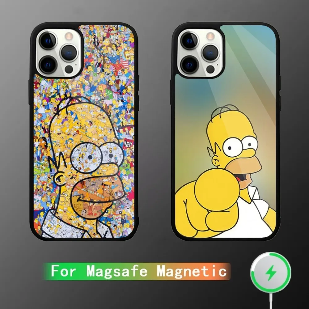 Чехол для телефона Cartoon Homers-S-Simpsons iPhone 15 14 13 12 11 Plus Pro Max Mini Magsafe с магнитной