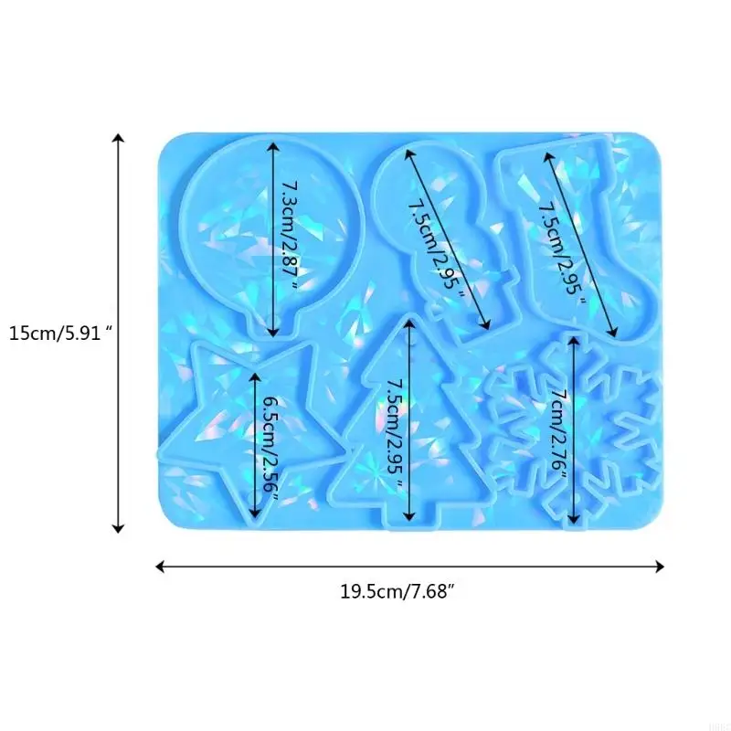 H9EC Rainbow Light Effect Snowflake Coolchain Подвесная смола для рождественской шарм