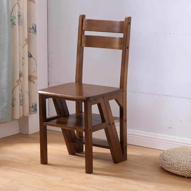 

Wooden Folding Library Ladder Chair Kitchen Furniture Step Ladder School Convertible Ladder Chair Step Stool Natural/Honey/Brown