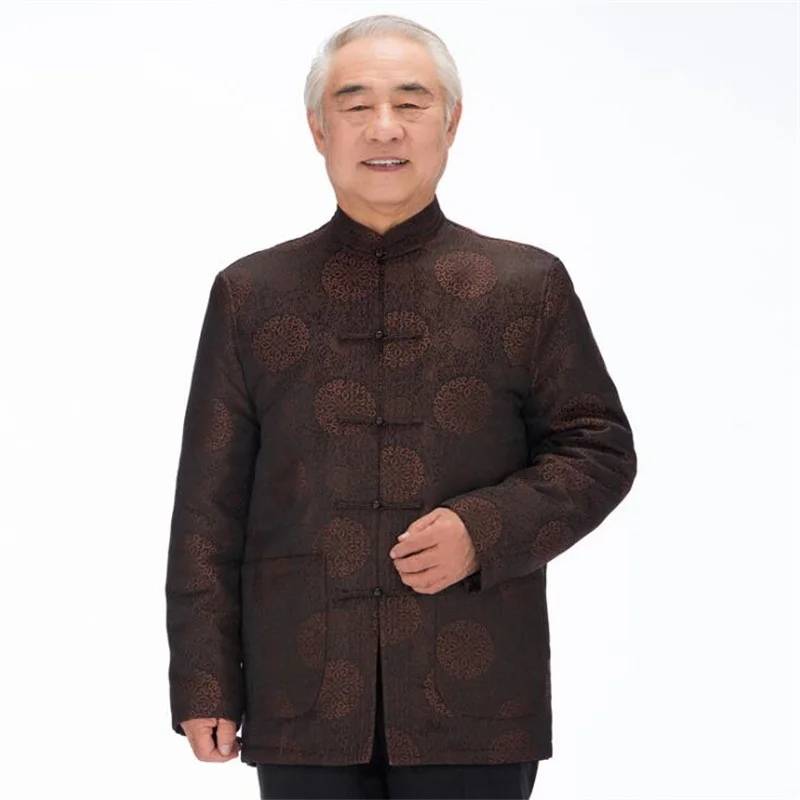 

Middle-aged thicken jacket men blazer masculino warm Tang suit mens jaqueta masculina chinese style stand collar winter