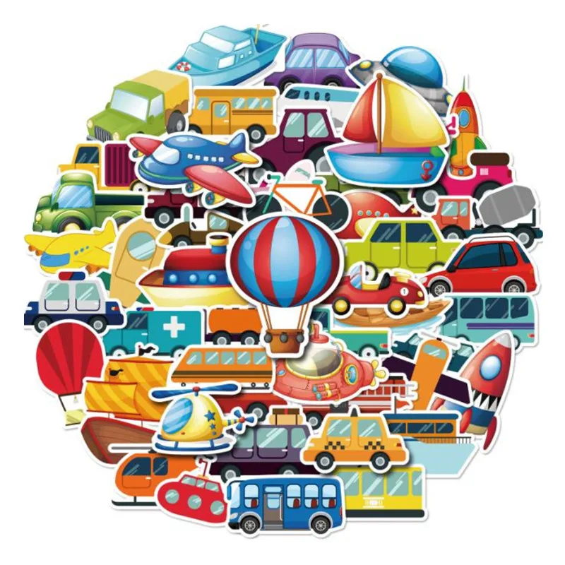 

Fashion Cartoo Vehicle Style 50Pcs Vinyl Stickers DIY Box Laptop Phone Skateboard Helmet Car Luggage Cup Guitar Bicycle Wall