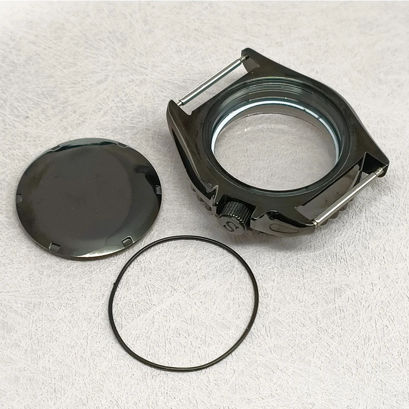 42mm Black SKX007 Watch Cases Fit Seiko NH35 NH36 7S26 4R36 Movement Dome Sapphire Crystal Glass Bezel Insert Watch Repair Parts