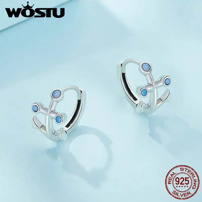 Женские серьги-кольца WOSTU пряжки для ушей из стерлингового серебра 925 пробы с