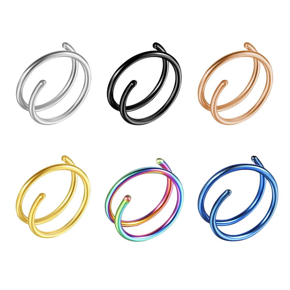 

6pcs Spiral Nose Rings Fashion Nose Jewelry Nose Clips Nose Stud Nose Accessories Nose Cuffs Nose Ring Stud