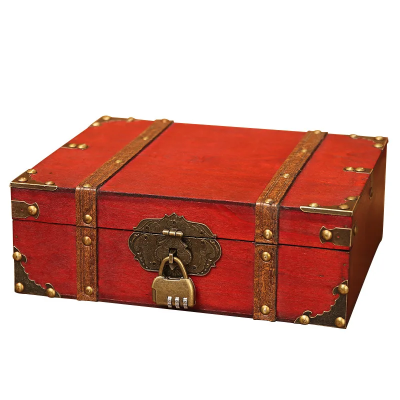 Деревянный ящик для хранения украшений в стиле ретро креативный набор с замком