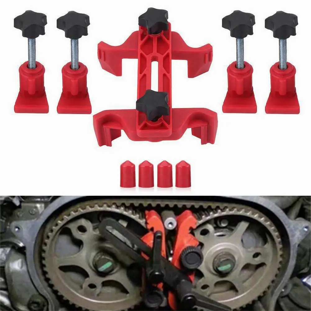 

1 Set Of Cam Lock Tool Universal Kit Cam Clamps Lock Durable Metal+Plastic Red+Black For Double Camshaft Engines