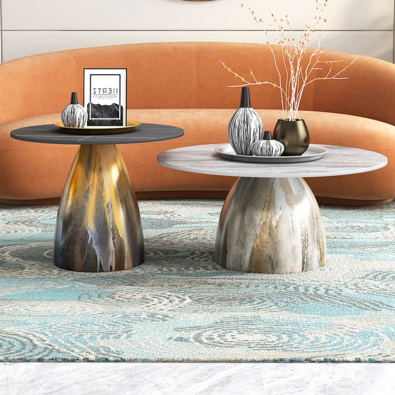 

Metal Round Tea Table Luxury Modern Nordic Iron Small Space Hotel Coffee Tables Desk Living Room Muebles Hogar House Furniture