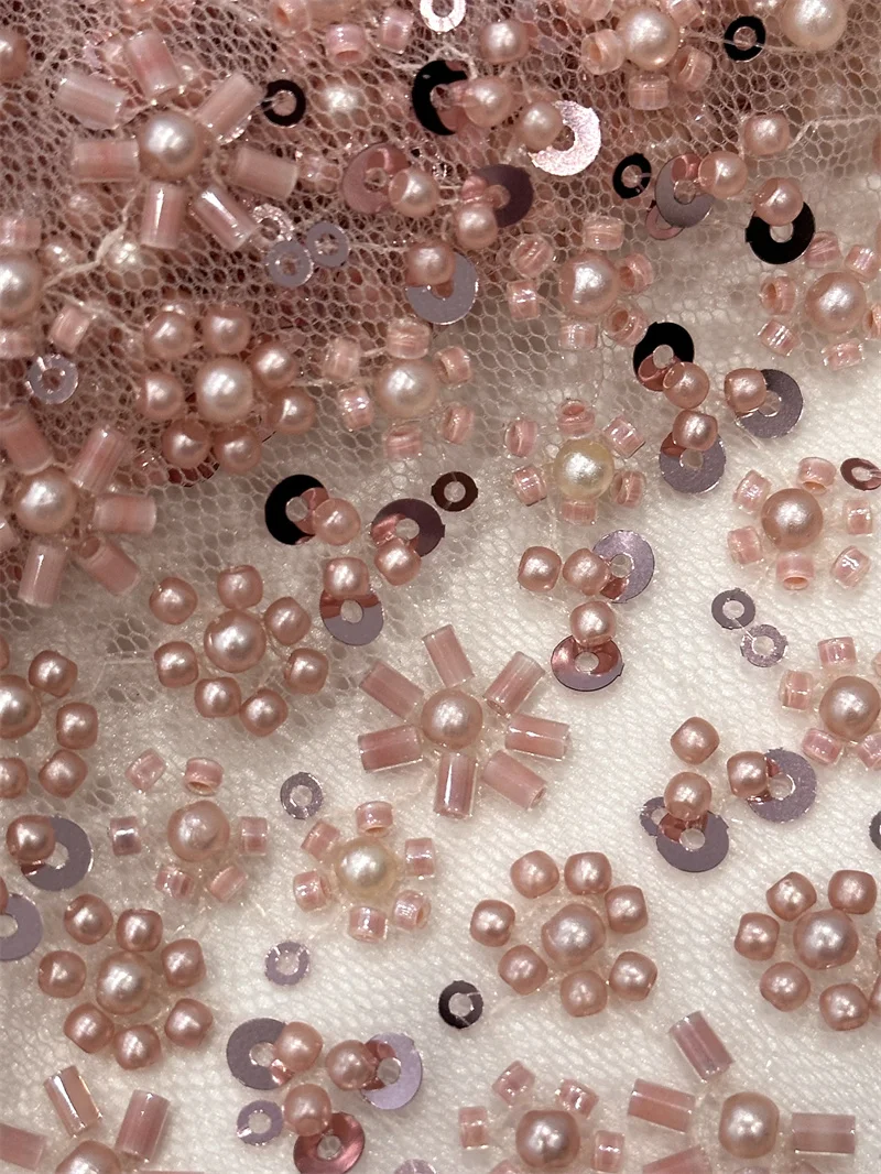 Африканская бисерная Кружевная Ткань 5 ярдов блестки вышитая французская сетка