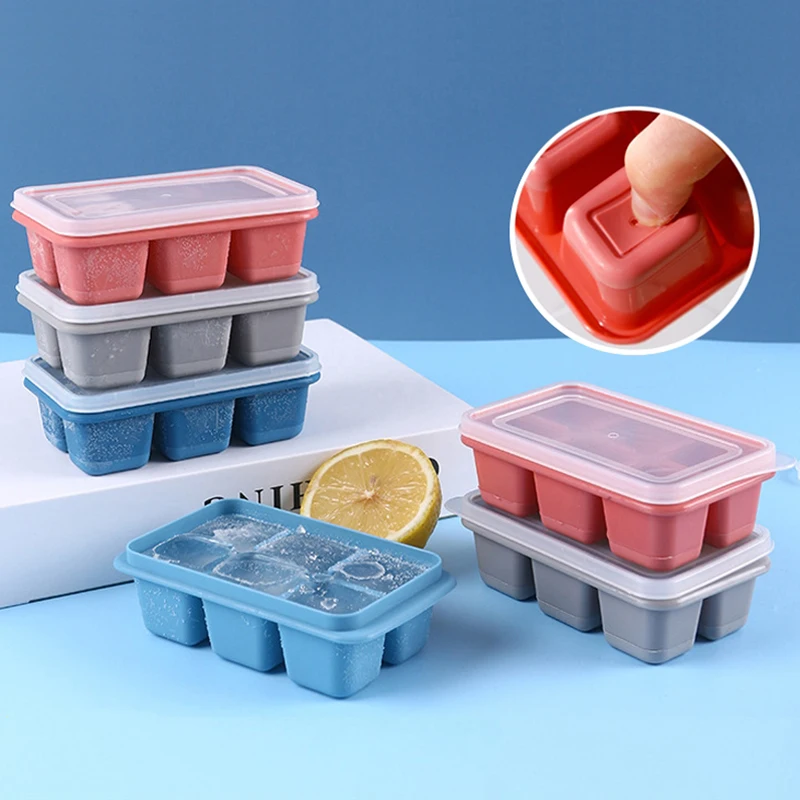 

6 Grids Mini Ice Maker Mold Silicone Ice Mold with Lid Ice Small Square Ice Cream Maker Mold Popsicle Kitchen Tools Accessories