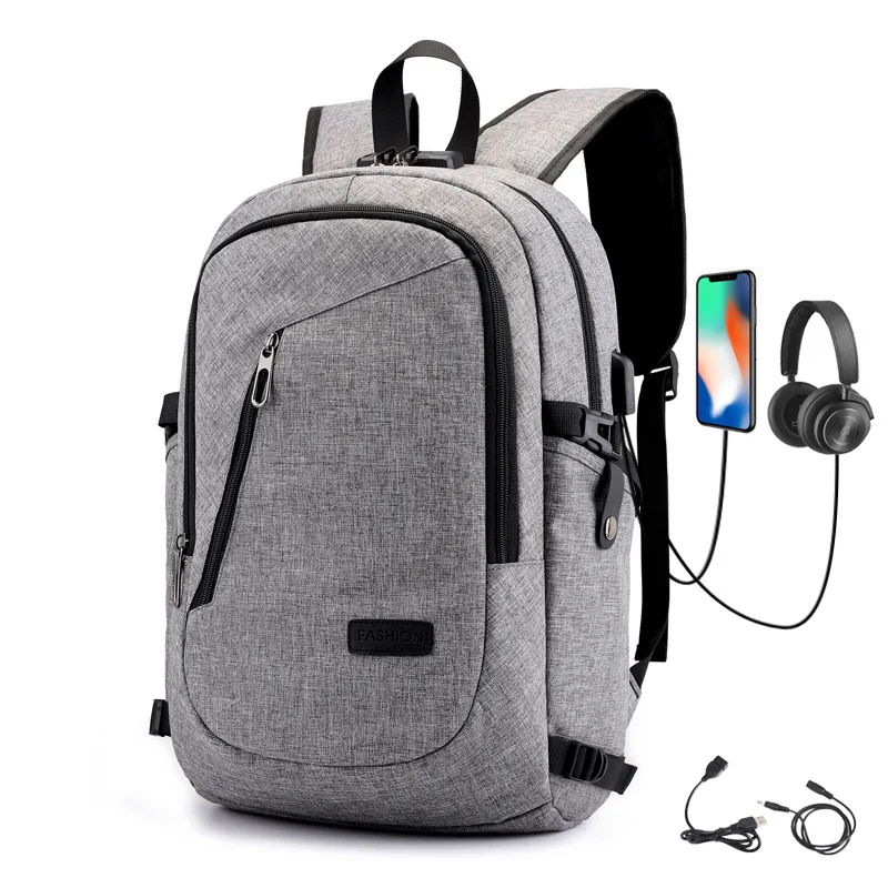 

Anti-Theft Backpack Usb Rechargeable Backpack Oxford Cloth Business Computer Bag Men'S Password Lock Backpack