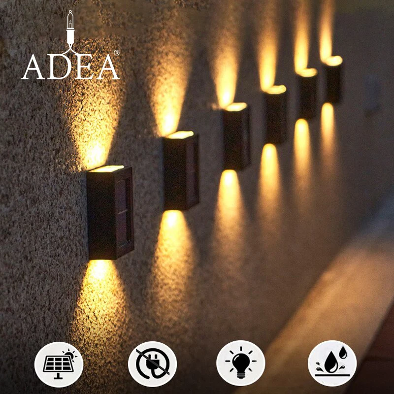 

Уличная настенная лампа на солнечной батарее, водонепроницаемый Светильник направленного света, 6/8 светодиодов, для украшения сада, лестни...