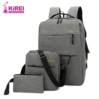 3pcsset unisex large capacity lightweight business backpack usb charging port student school bag computer bag