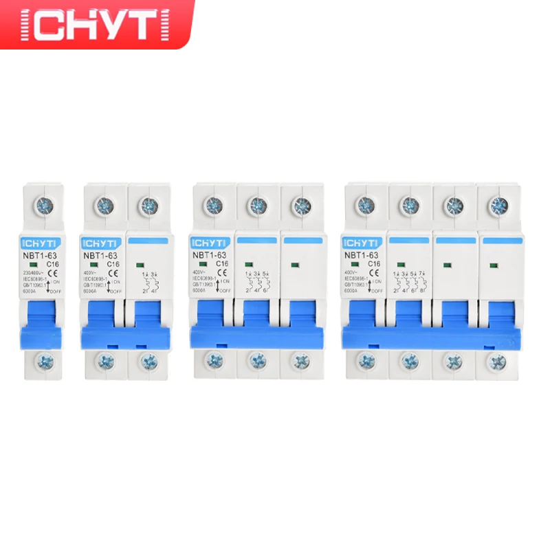 CHYT Бесплатная доставка NBT1-63 AC MCB 1P 2P 3P 4P 230/400V 63 a 6KA Тип C бытовой выключатель воздуха