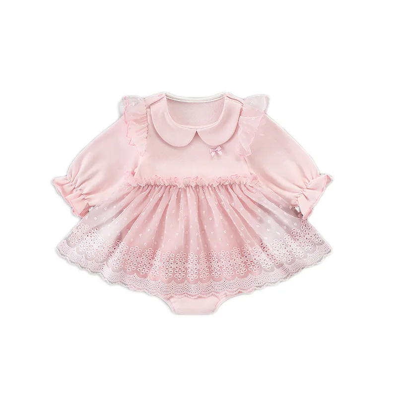 Children's clothing 2022 autumn new baby onesie princess powder baby long-sleeved triangle romper
