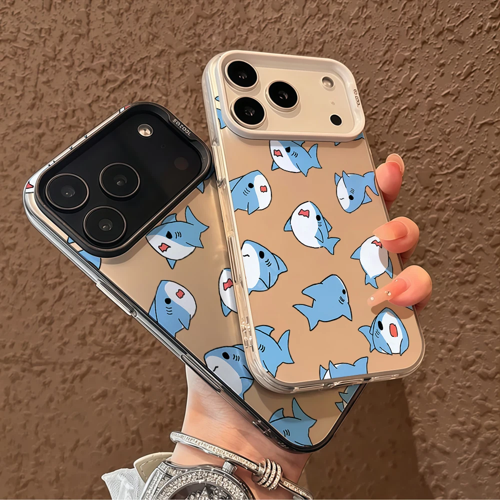 Фото Милый чехол для телефона с изображением акулы для iPhone 17, 15, 16, 13, 14 Pro Max, 12, 11 Pro Max, 7, 8 Plus, XR, 17E Air, матовый, жесткий, противоударный бампер-накладка IMD №4