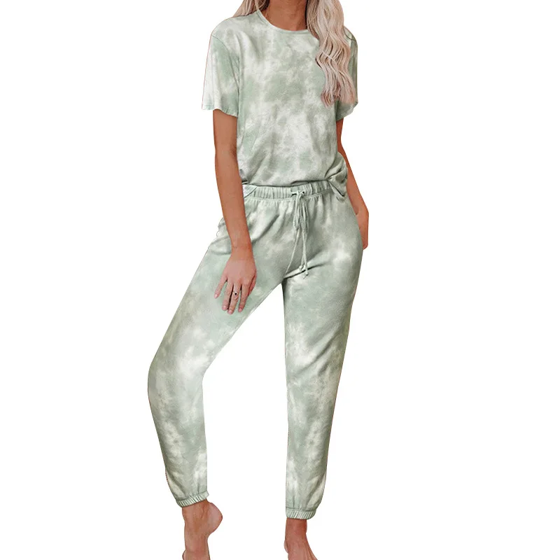 Women Tie Dye Pajamas Womens Loungewear Outfits Women Two Pieces Home Wear Loungewear Designer Pyjamas Set Female Pj Set