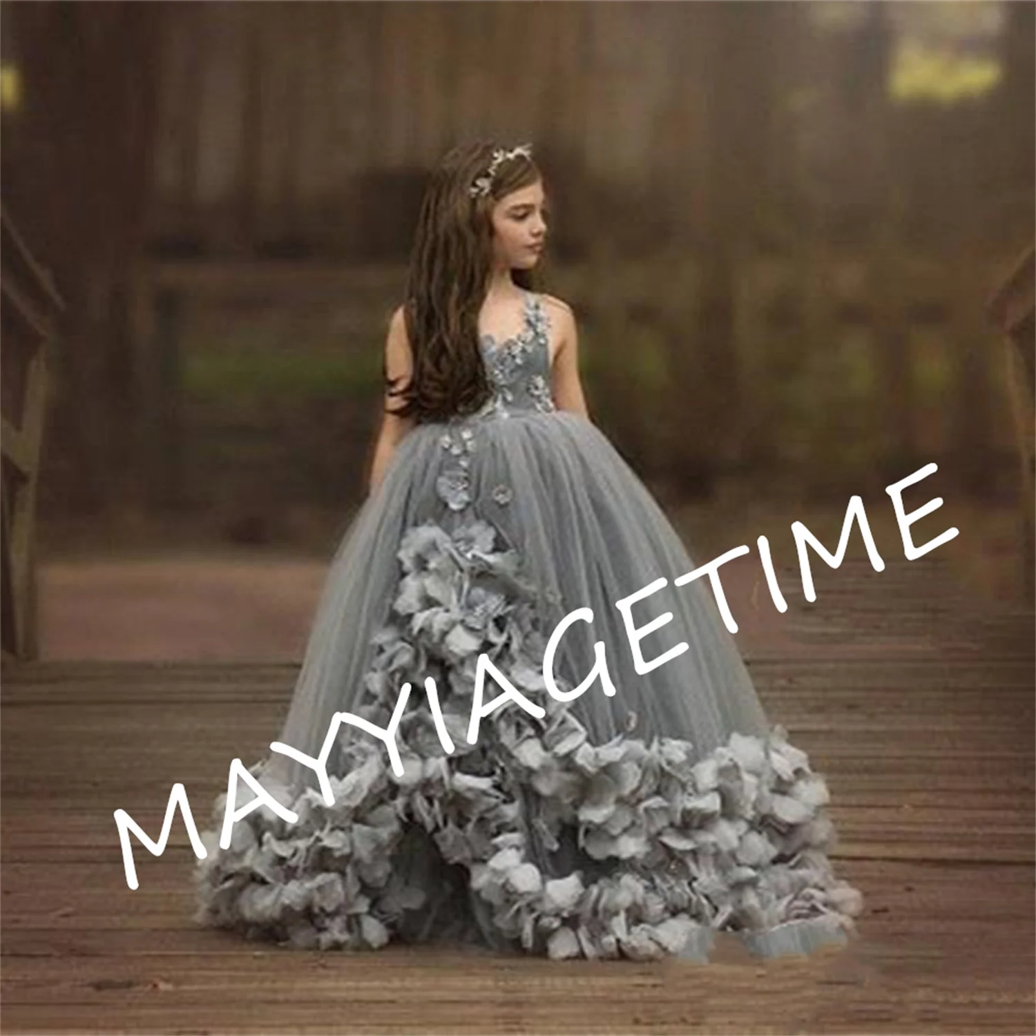 

Винтажные Бальные платья принцессы, платья для девочек с цветами для свадеб, кружевные аппликации, тюлевые пышные платья до пола для девочек для причастия