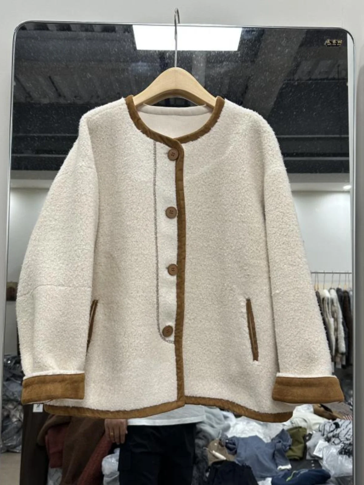 Южная Корея 007 свободная однобортная сумка с круглым вырезом контрастного цвета