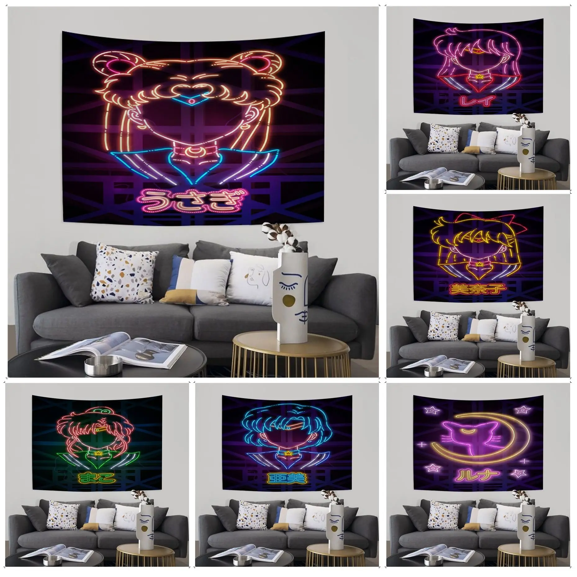 

BANDAI Sailor Moon Anime Tapestry Cheap Hippie Wall Hanging Bohemian Wall Tapestries Mandala Art Home Decor