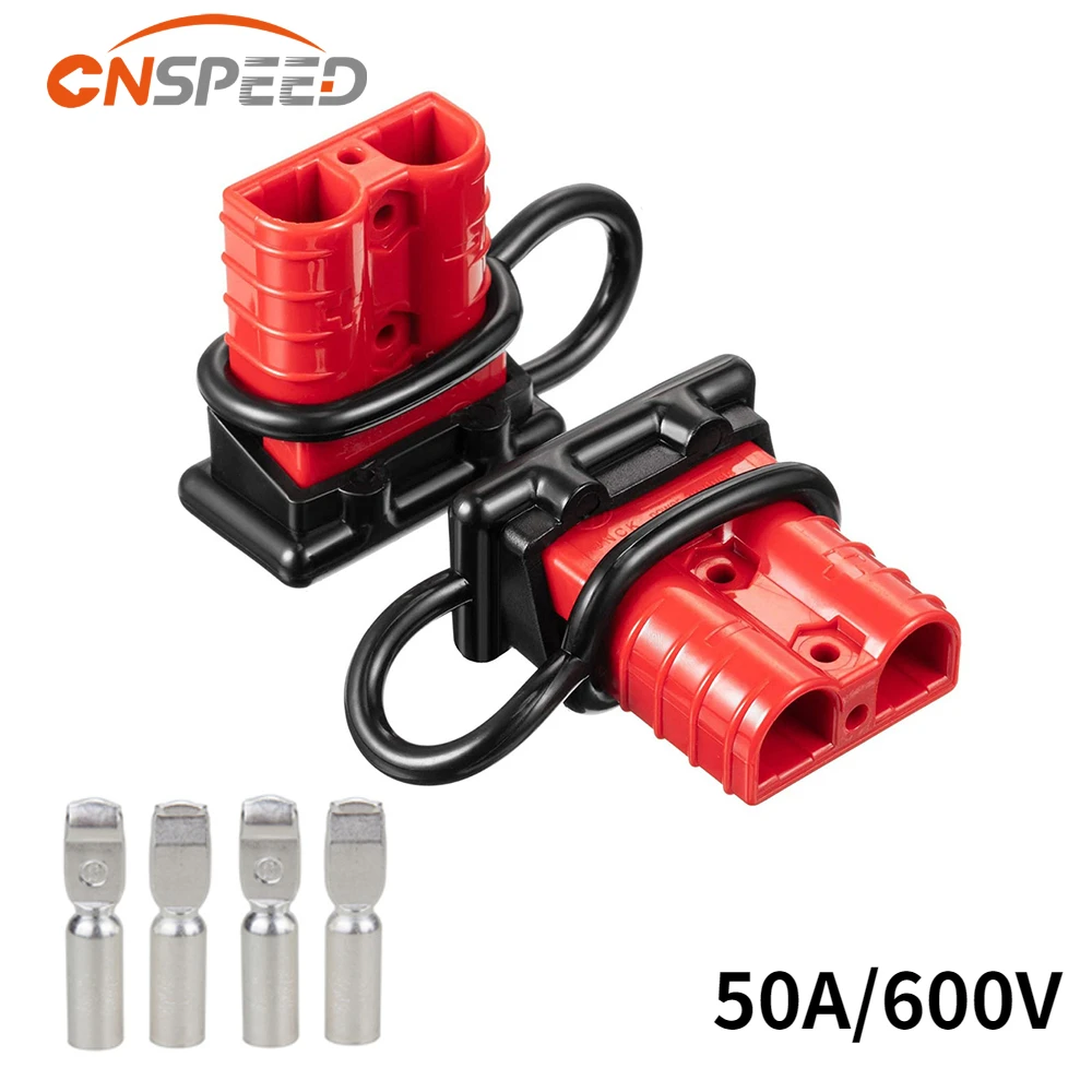

2PCS 50A Plug Battery Trailer Durable Quick Connector Kit 600V Winch Electrical Power Cables Charging Plug Quick Connector