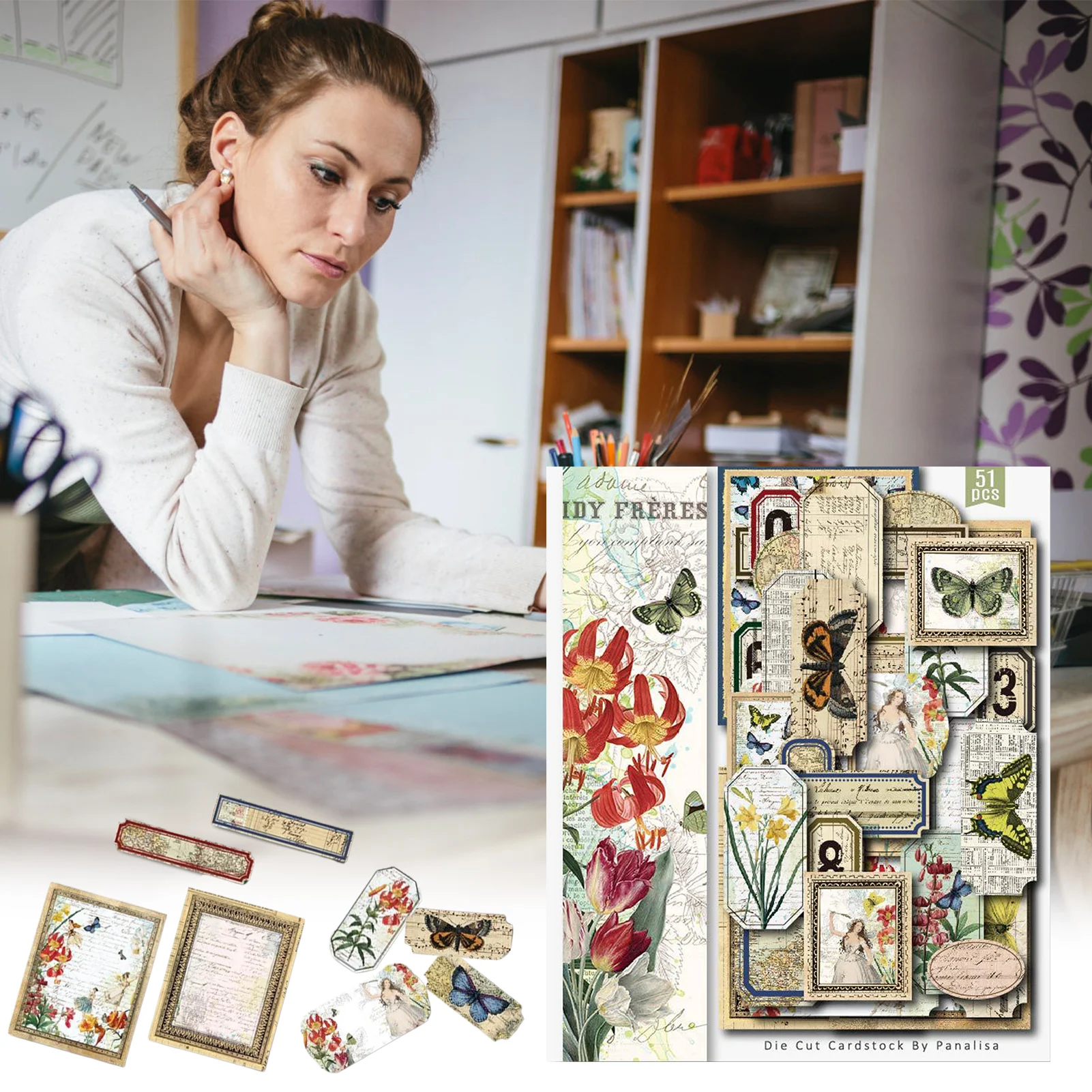 

51/52pcs Fairy Vintage Cardstock Die Cuts Fairy Vintage Cardstock Die Cuts Collection Kit Scrapbooking Journaling Project 12