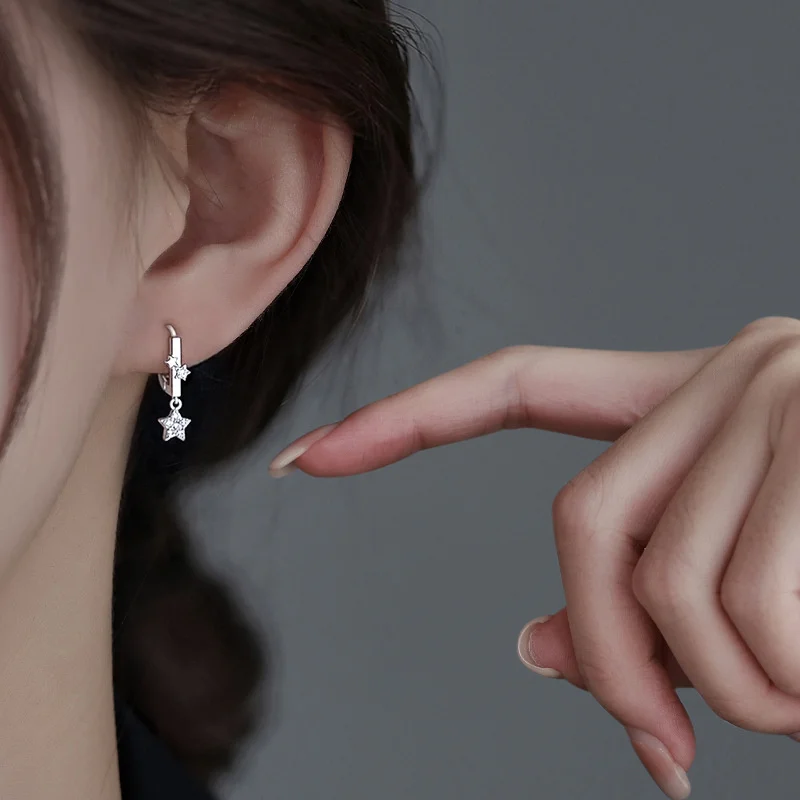 Модные серьги-гвоздики с кисточками и звездой из циркония для женщин девушек