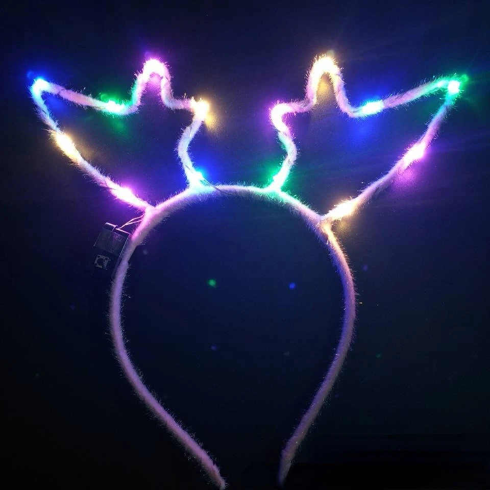 

20pcs Reindeer Antlers Light up Headbands LED Glowing Elk Deer Head Bands Hair Hoop Cosplay Party Easter Wedding Carnival