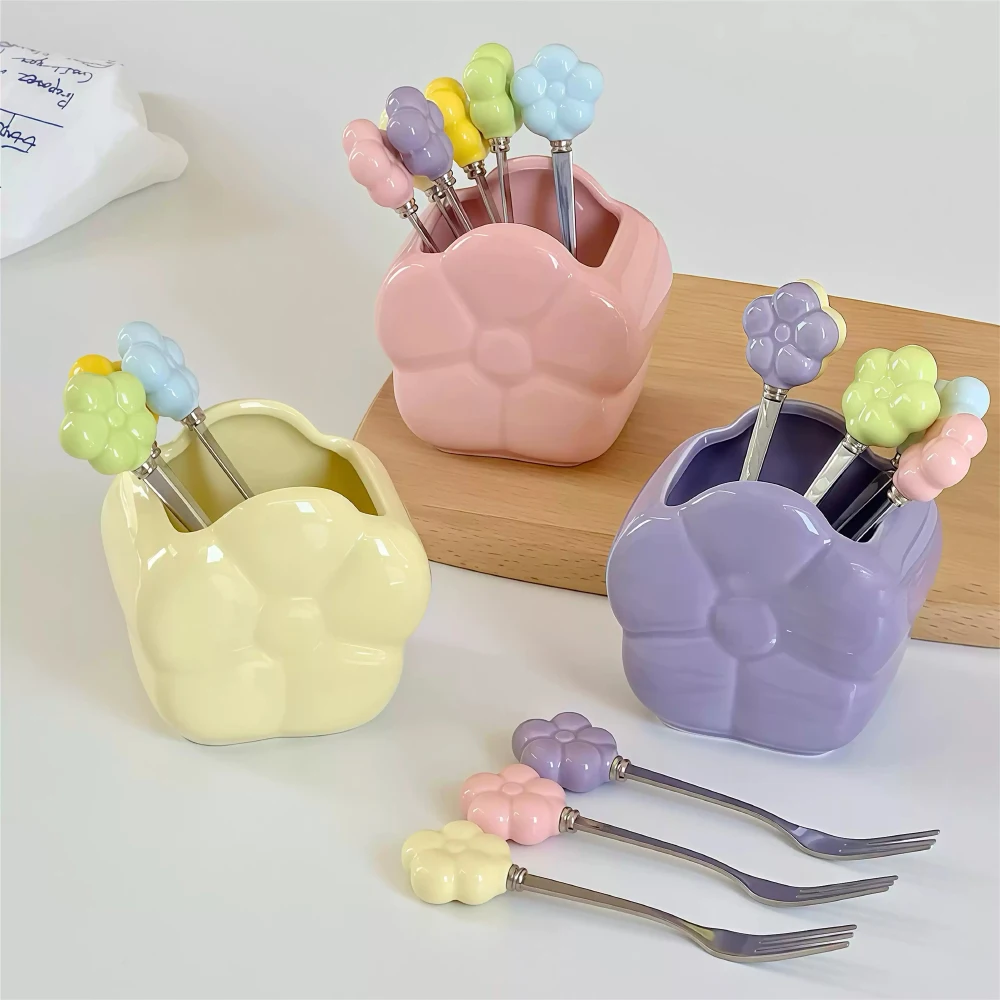 Креативная вилка из нержавеющей стали в корейском стиле милая форма цветка