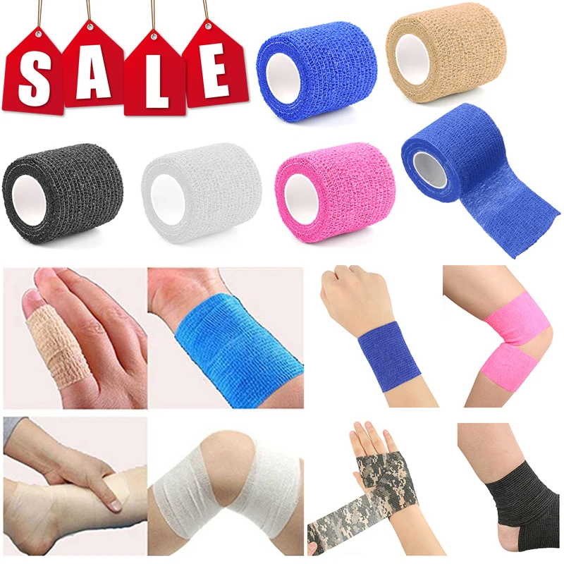 

Colorful Sport Self Adhesive Elastic Bandage First Aid Treatment Gauze Wrap Tape Elastoplast For Knee Support Finger Shoulder