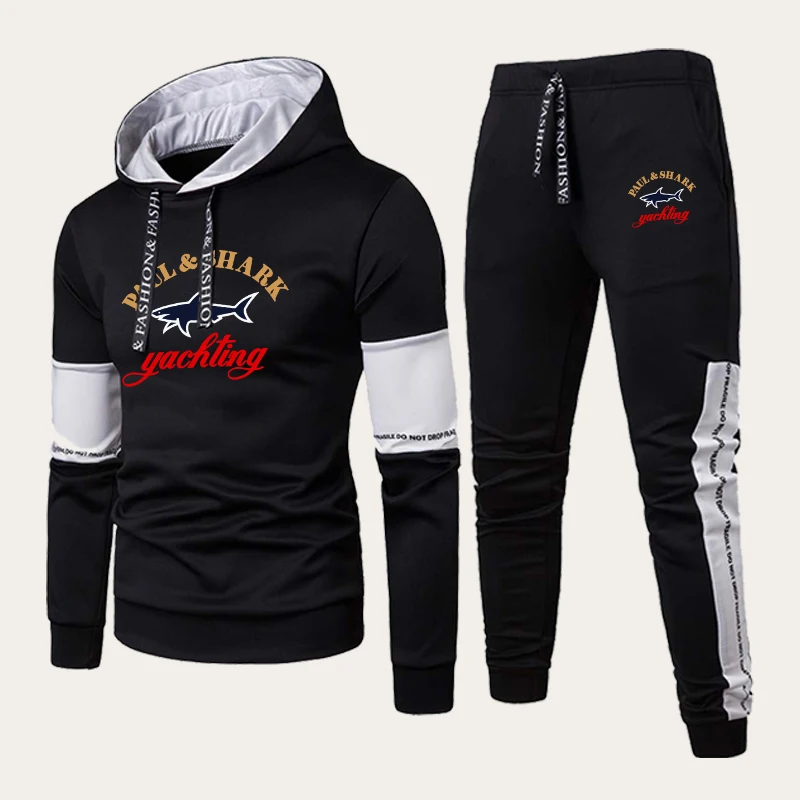 

Men's Fashion Luxury Sweatshirt Set Hoodie+Sweatpants Hooded Tracksuit 2Pc Outfits Jogger Brand Suit Pullover Streetwear Clothes
