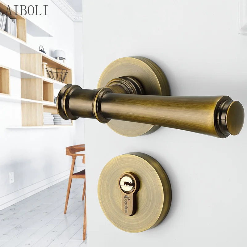 

Indoor Bedroom Split Lock Room Wooden Door Lock Household Handle Mute Bathroom Door Handle Space Aluminum