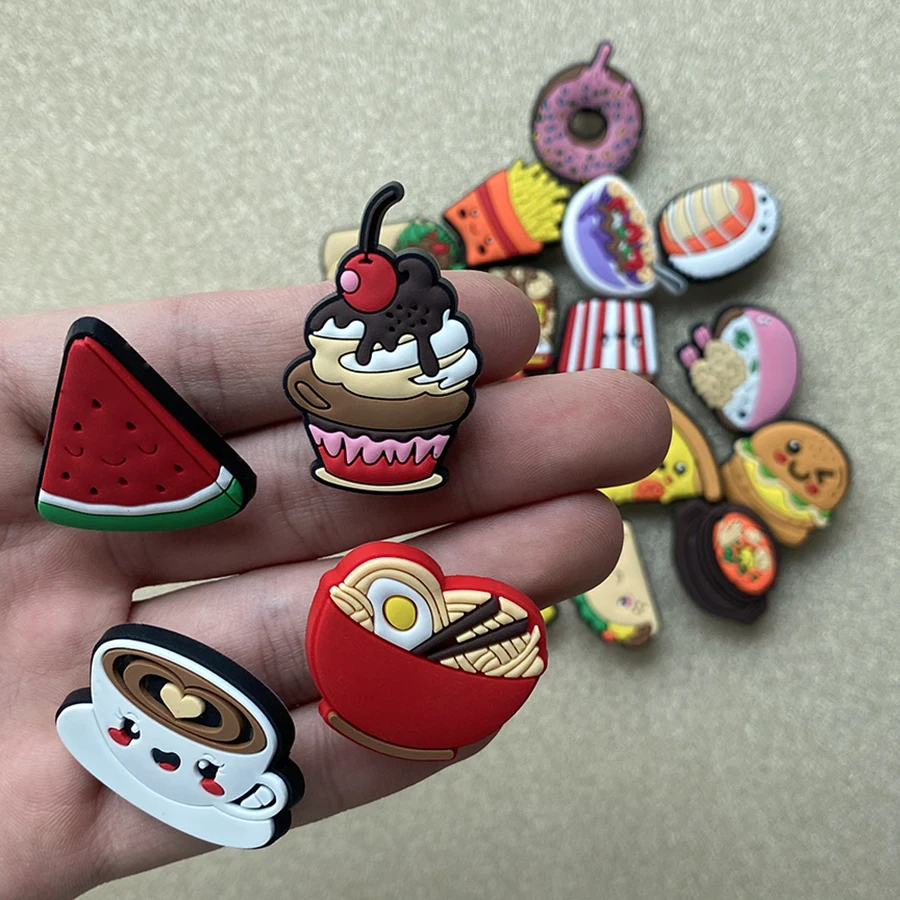 

Soft PVC Food Icon Foodie Croc Shoe Decoration Charms Pins Accessories for Girls Boys Clogs Sandals Wristband Dropshipping