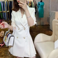 2022 autumn and winter new professional office ol commuter pleated slim suit ladies suit jacket dress