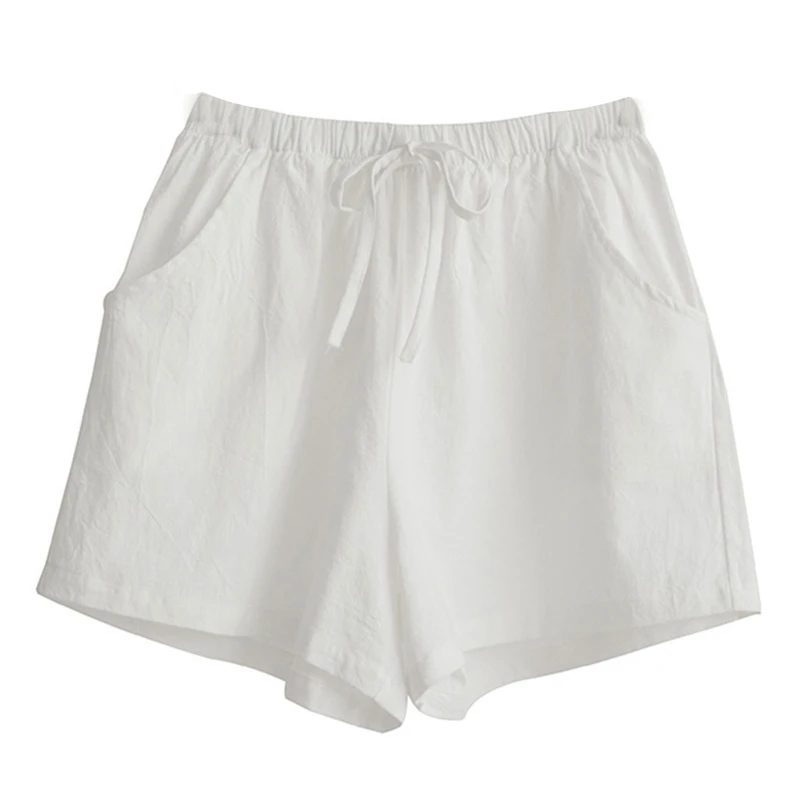 

Women Drawstring Elastic High Waist Shorts Solid Wide Leg Pockets Short Pants