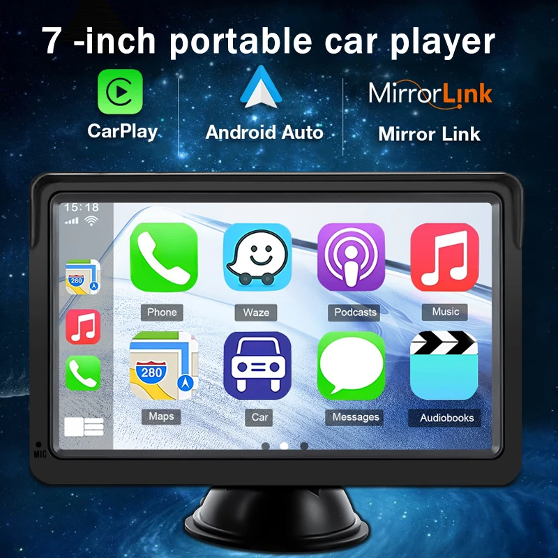 Ahoudy Universal 7inch Car Radio Multimedia Video Player Portable Wireless CarPlay Android Auto Touch Screen For BMW VW KIA