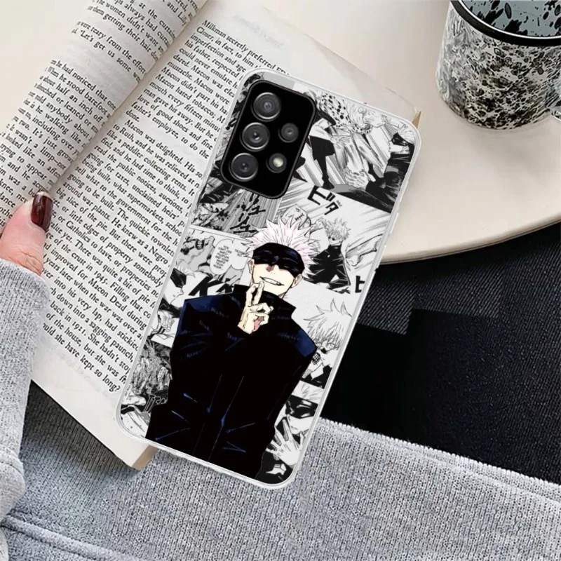 JJK Satoru Gojo Чехол для мобильного телефона Samsung Galaxy S23 S22 S21 Plus Ultra A12 A32 A53 Прозрачный