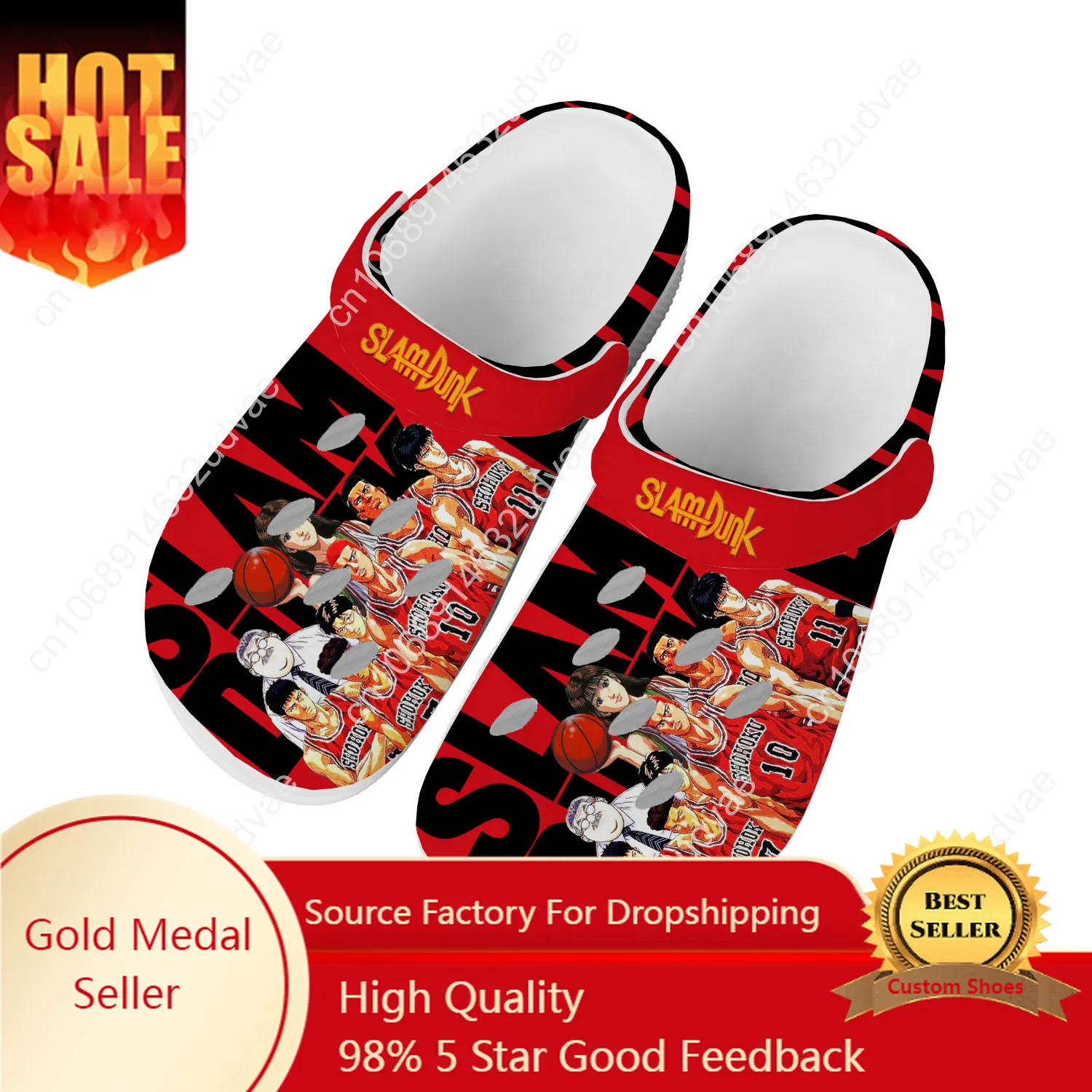 

Slam Sakuragi Hanamichi Basketball Dunk Home Clogs Custom Water Shoes Mens Womens Teenager Shoe Haruko Akagi Beach Hole Slippers