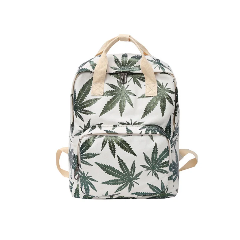 

New Campus Backpack Leaves Printed Canvas School Bag