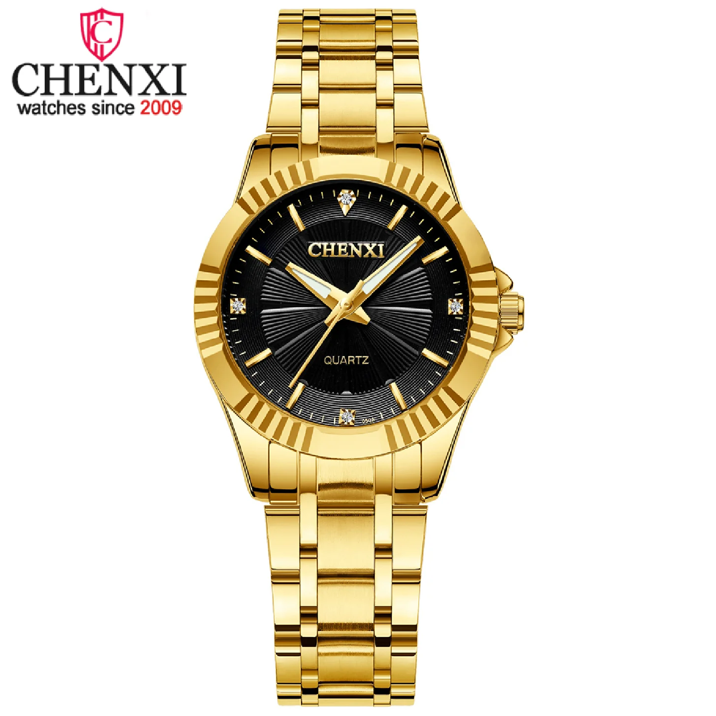 CHENXI Top Brand Luxury Female Golden Clock Analog Quartz Women Watch Fashion Waterproof Ladies Gold Steel Strap Wristwatch