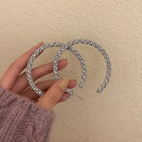 fashion silver color big crystal hoop earrings for women 2022 new bijoux full rhinestone earrings statement party jewelry