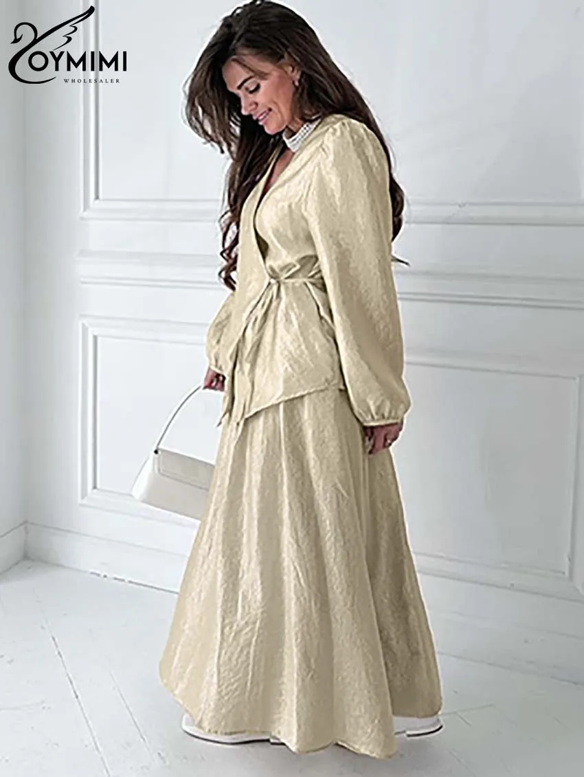 Oymimi Fahsion Свободный комплект из двух предметов цвета хаки для женщин Повседневные