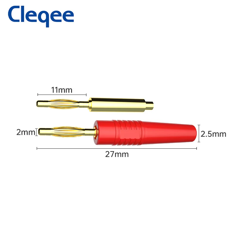 Cleqee P3011 10 шт. позолоченный 2 мм банановый разъем сварочный винтовой переходник