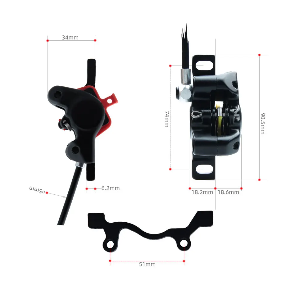 ZOOM HB-875E 2-поршневой LR дисковый гидравлический тормоз электрический скутер