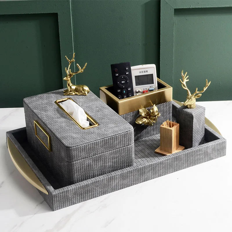 

Luxury Nordic napkin paper towel holder home decorative retro coffee table with lid, tissue box, coffee table organizer tray set