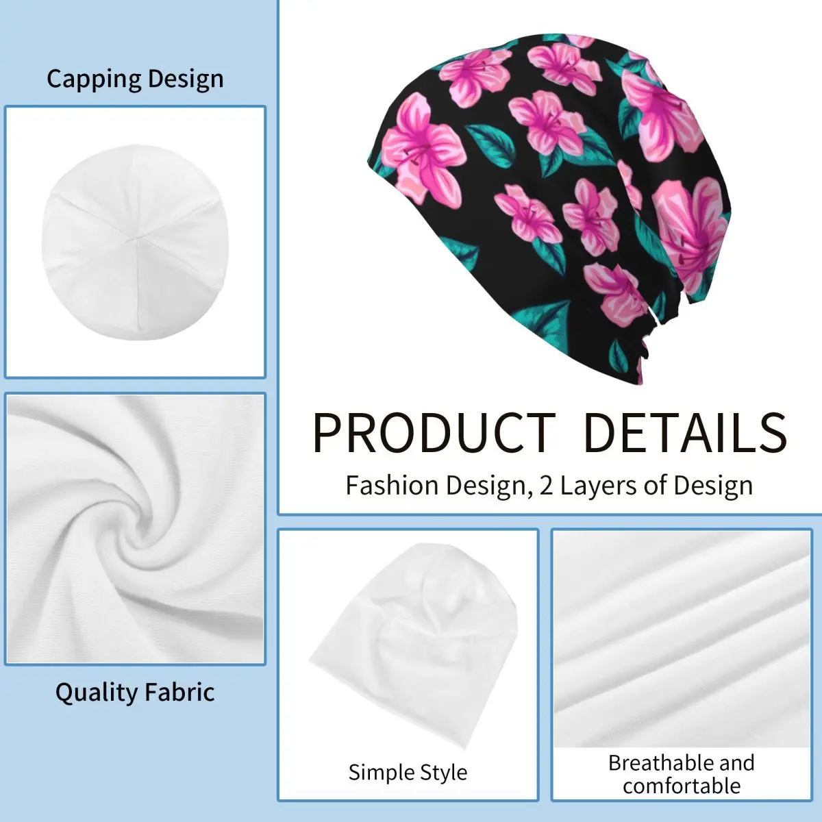 Шапки-бини с тропическим цветочным принтом шапочки гавайским цветком и черепами