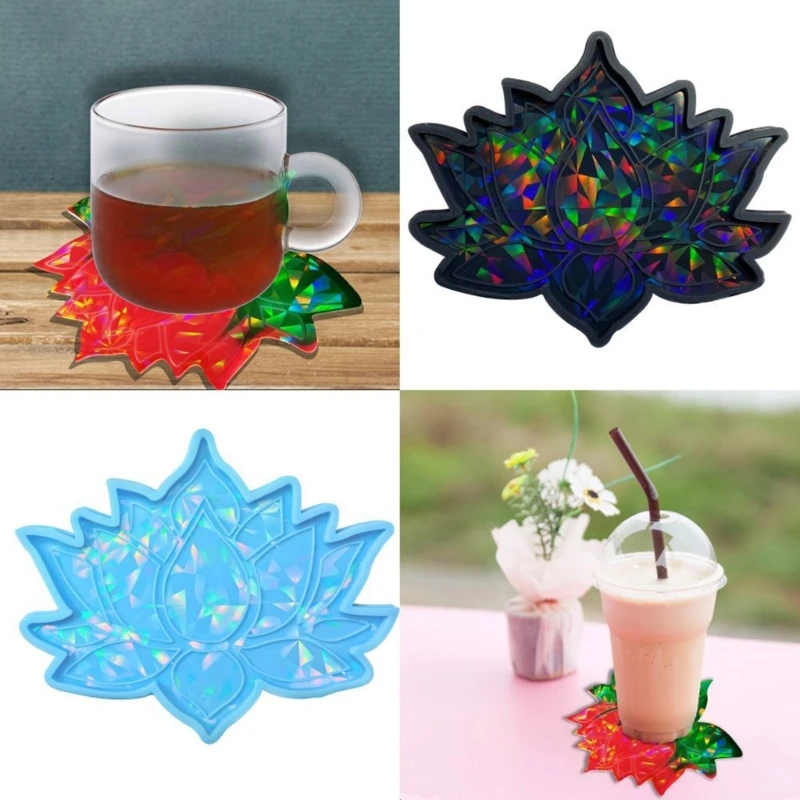 

Holographic Coaster Mold Lotus Silicone Coaster Molds Cup Mat Mold Epoxy Casting Mold for Resin Coaster Home Decors
