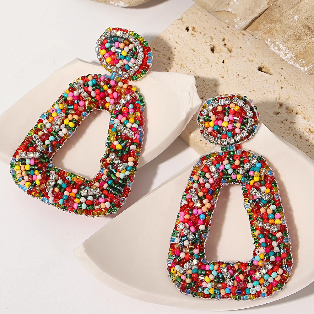 Женские серьги-подвески AENSOA яркие трапециевидные висячие серьги ручной работы с