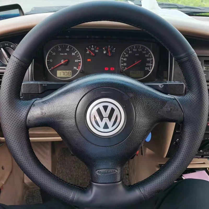 

DIY Искусственная кожа Черный чехол на рулевое колесо для Volkswagen VW Golf 4 1997-2003 Passat B5 1996-2005 Polo MK6 1999-2002