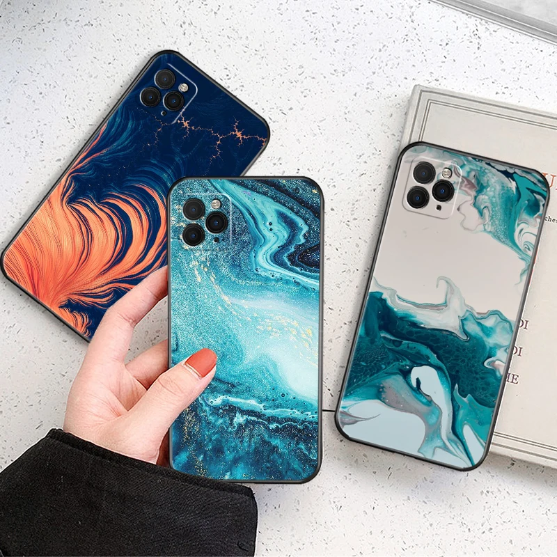 

Luxury Vintage Gradual Color Marble Phone Case For iPhone 13 12 Mini 11 Pro Max SE 2020 10 X XR XS MAX 8 7 6 Plus Black Cover